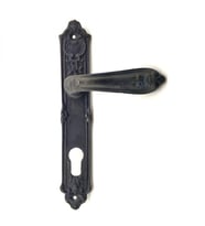 Antika Tarz Dekoratif Pirinç Çiçekli Oda Kapı Kolu - 240x40 Mm, Oksit