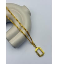 22k Altın Kaplama Şık Çerçeveli Gramlık Kolye - 26grm14 (Gold)