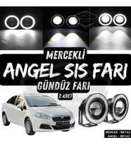 Fiat Linea 2007-2018 Uyumlu Mercekli Angel Sis Farı Metal 76 mm Beyaz Halkalı Gündüz Farı 2 Adet