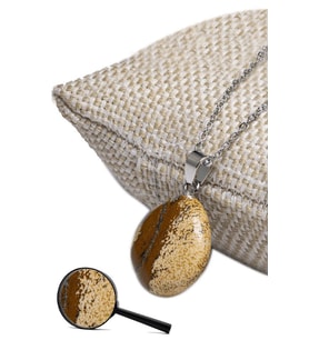 Sertifikalı Gümüş Aparatlı Doğal Kahverengi Jasper Taşı Kolye (Çok Renkli)