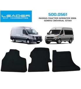Mercedes Sprinter Minibüs ve Panelvan Kauçuk Rulo Paspas Ön (Siyah-Pudra)