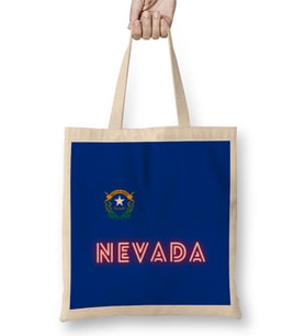 Nevada state flag gift - vintage Retro Rainbow Style Bez Çanta Uzun Saplı