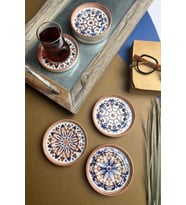 6'lı Stoneware Mozaik Kırmızı Çay Tabağı Seti, 10cm