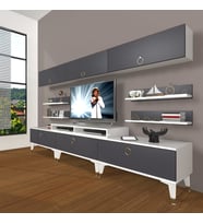 Decoraktiv Ekoflex 8Y Mdf Gold Tv Ünitesi Tv Sehpası - Beyaz Antrasit (Beyaz - Antrasit)
