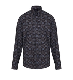 Hatemoğlu Antrasit Modern Fit %100 Pamuk Desenli Gömlek