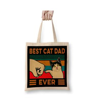 Best Cat Dad Ever Funny Cat Daddy Father Day Vintage Kedi Babası Bez Çanta Alışveriş Çantası (Beyaz)