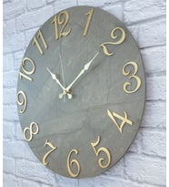 Markakanvas Mermer Desenli ,Ayna Rakamlı Duvar Saati   ( Çap 50 cm - 80 cm ) (Altın)