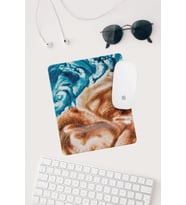 Mavi Kahverengi Desenli Bilek Destekli Dikdörtgen Mouse Pad Mouse Altlığı.
