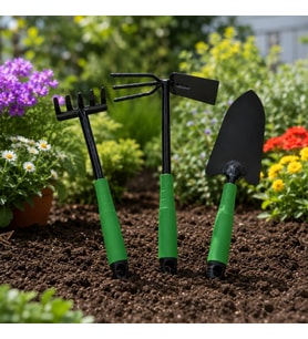 Bahçe El Aletleri Seti, 30 cm Kürek, Tırmık ve Çapa, 3 Parça