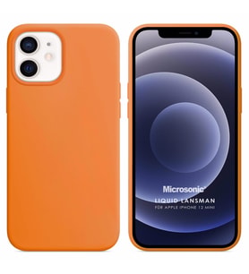 Microsonic Apple iPhone 12 Mini Kılıf Liquid Lansman Silikon Turuncu