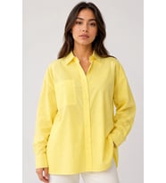 Menri Kadın Oversize Pensli Cepli Poplin Gömlek - Sarı