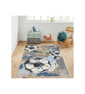 Rovigo Home Dijital Baskı Yıkanabilir Kaymaz Taban Çocuk Halısı RVG4071 (Mavi)