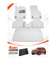 e-biz DACİA DUSTER (2018-2024) Uyumlu EVA Oto Paspas Bagaj Paspası Dahil Metal Topukluklu Beyaz
