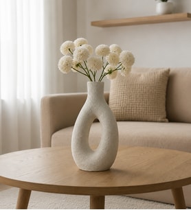 24 cm Dekoratif Vazo - Seramik Görünümlü Vazo Modern Ev & Ofis Dekorasyon