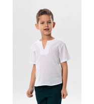 Kısa Kol Şile Bezi Bisiklet Yaka Yazlık Erkek Çocuk Tshirt Beyaz 3001