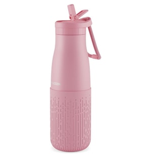 Puccon Pipetli 500 ml Pembe Paslanmaz Çelik Matara/Suluk - Silikon Gövde (Yağmur) - 50015