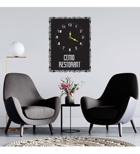 Tablo Temalı Ahşap Duvar Saati (Siyah)