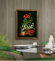 BK Gift Cafe & Bar & Restaurant Konseptli Doğal Masif Ahşap Çerçeveli Tablo-89