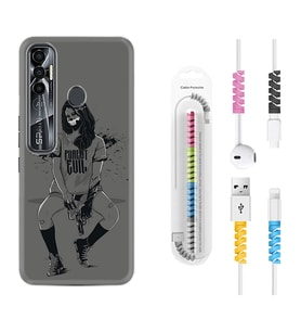 Tecno Spark 6 6 Go 8C 8 Pro 7 7 Pro Kılıf Kablo Koruma Spiral Silikon Purest Evil 1627