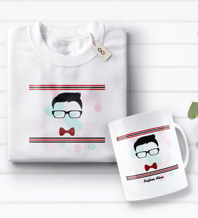 BK Gift Kişiye Özel Yakışıklı Babam Tasarımlı Beyaz Tişört ve Kupa Seti-4 (Model 1)