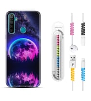 Realme 5i 5 Pro 6i 7 Pro 8 Kılıf Kablo Koruma Spiral Silikon Star Planet 1652