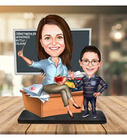 Kişiye Özel Karikatür Biblo ÖĞRETMEN ÖĞRENCİ