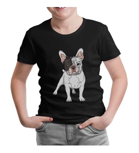 French Bulldog Siyah Çocuk Tshirt