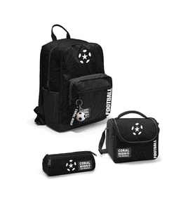 Coral High Siyah Futbol Desenli 3'lü Okul Çanta Seti SET0123698 - Erkek (Çok Renkli)