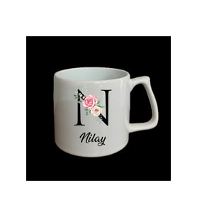 Kişiye Özel Hediyelik (N) Harf Ve Isimli Efsane Çay Fincanı 8x7,5 Cm