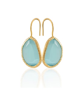 Kadir Jewellery 22 Ayar Altın Kaplama Fosil Taşlı Küpe -El İşçiliği Ve Hipoalerjenik Küpe