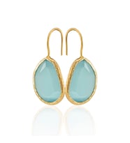 Kadir Jewellery 22 Ayar Altın Kaplama Fosil Taşlı Küpe -El İşçiliği Ve Hipoalerjenik Küpe