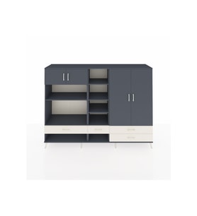 Hyperion Dolap 12 Raflı 4 Çekmeceli 4 Kapaklı 220x44x163 Antrasit-Antrasit/Aytaşı