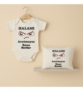 Pia Baby B32 %100 Pamuk Halamı Aratmayın Bana Yazılı Tasarlanabilir İsme Özel Bebek Body Ve Yastık Kılıfı (Ekru)