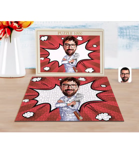 BK Gift Kişiye Özel Erkek Kasap Karikatürlü 1000 Parça Profesyonel Puzzle-1
