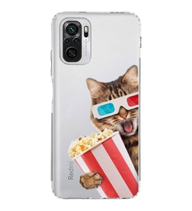 PrintiFy Xiaomi Redmi Note 10 ile Uyumlu Kedi 1 Kamera Korumalı Şeffaf Kılıf