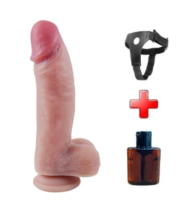 22 cm Ultra Gerçekçi Melez Belden Bağlamalı Vantuzlu Dildo Penis – Draven