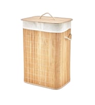 DİKDÖRTGEN BAMBU AHŞAP KİRLİ ÇAMAŞIR SEPETİ 40X30X60CM SEYYAR KAPAKLI İÇİ BEZLİ İP KULPLU (Standart)