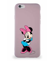 Apple iPhone 6 Soft Premier Kapak Minnie Mouse-D Tasarımlı Silikon Kılıf - Pudra (Şeffaf)
