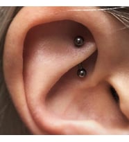 8 mm Cerrahi Çelik Siyah Renkli İki Ucu Top Piercing Tragus Helix Conch Lob Daith (Çok Renkli)