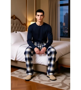 Erkek Kışlık Kareli Pijama Takımı Uzun Kollu Fonksiyonel Dayanıklı Kaliteli Konforlu Rahat