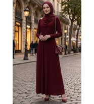 Şal Bağlamalı Elbise 1691 - Bordo