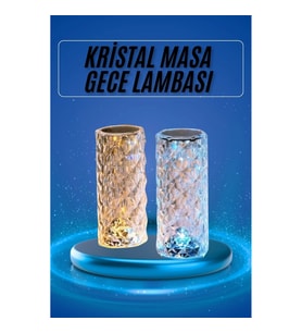 Mey İthalat® Yeni Nesil Modern Kristal Masa ve Gece Lambası Dokunmatik Renk Değiştirebilen