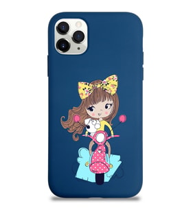 Apple iPhone 11 Pro Max Uyumlu Lansman Kılıf Vespagirl Tasarımlı Altı Kapalı İçi Kadife Kaplı  Kapak (Şeffaf)