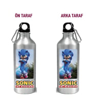 Metal Gumus Kancalı Baskılı Su Matarası 600ml. (SierraBlue)