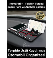 Araç İçi Torpido Kaydırmaz Telefon Tutucu Numaratör Organizer Oto 360 Derece Dönebilen Kaymaz