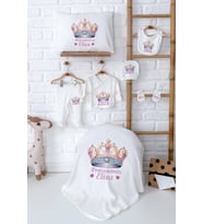 Pia Baby Premium İsimli %100 Pamuk Kız Bebek Hastane Çıkışı Seti 5047-02 (Ekru)