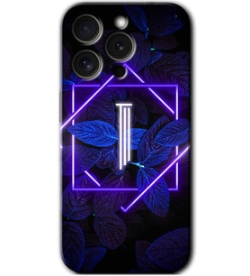 İphone 15 Pro Kılıf HD Desen Baskılı Kılıf - Dark Neon Yaprak I Harfi