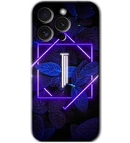 İphone 15 Pro Kılıf HD Desen Baskılı Kılıf - Dark Neon Yaprak I Harfi