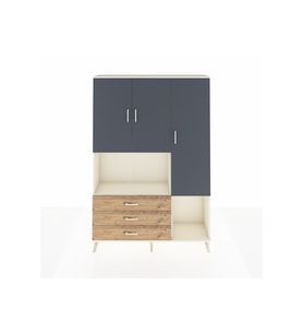 Arges Dolap 6 Raflı 3 Çekmeceli 3 Kapaklı 132x30x195 Aytaşı-Antrasit/Çam