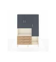 Arges Dolap 6 Raflı 3 Çekmeceli 3 Kapaklı 132x30x195 Aytaşı-Antrasit/Çam